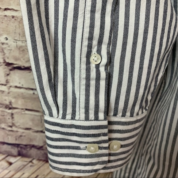 Nautical Gray Striped Button Front Long Sleeve Shirt - Picture 5 of 9